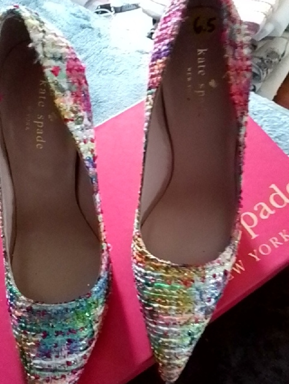 kate spade Multicolor Tweed Pointed Toe Heels